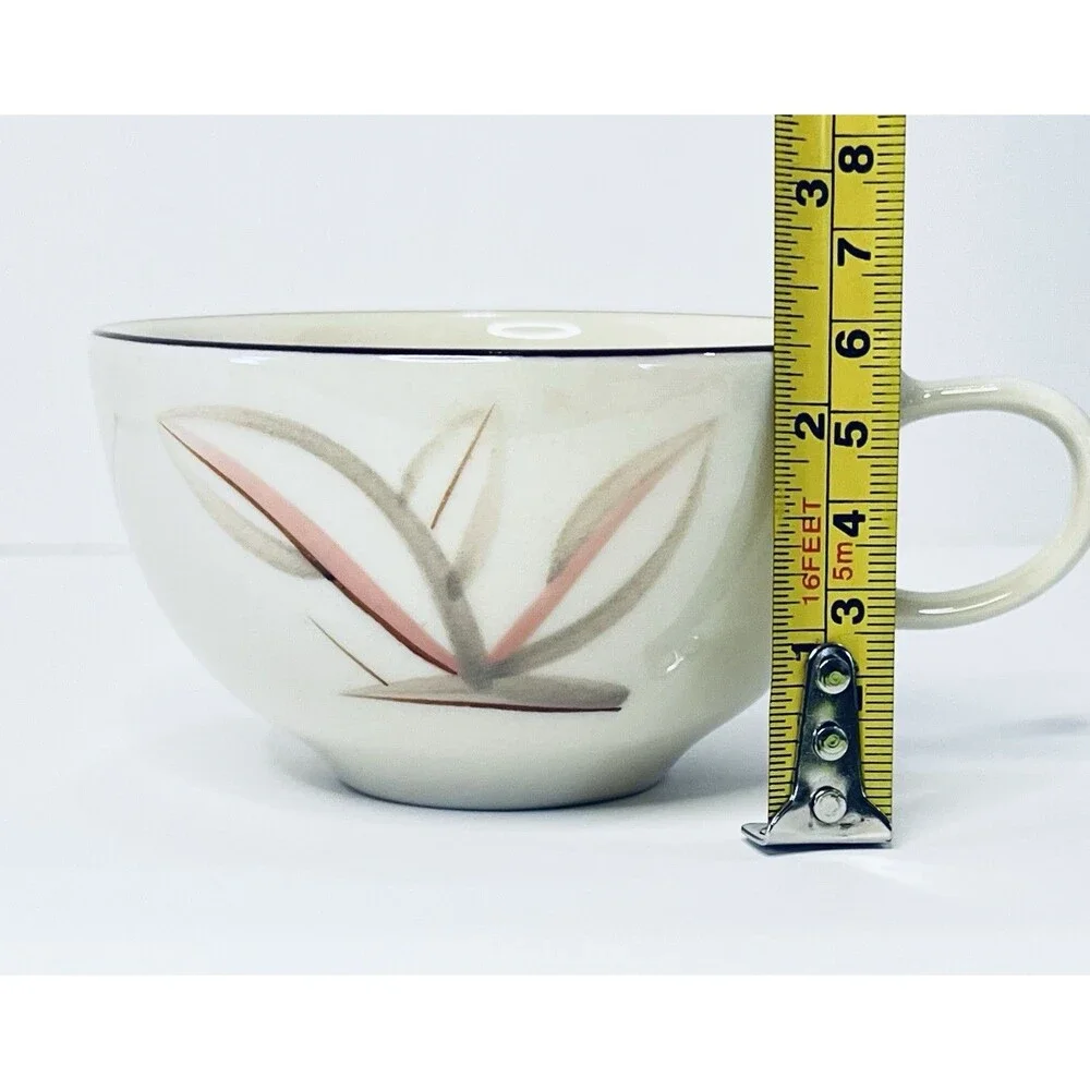 Winfield Pottery Dragon Flower Cup Pink Gray California Pottery MCM 1950s